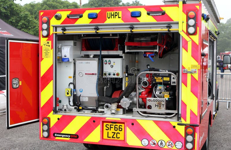 Beaulieu, Hampshire, UK - May 29 2017: Firefighting equipment in royalty free stock images Beaulieu, Hampshire, UK - May 29 2017: Firefighting equipment in royalty free stock images