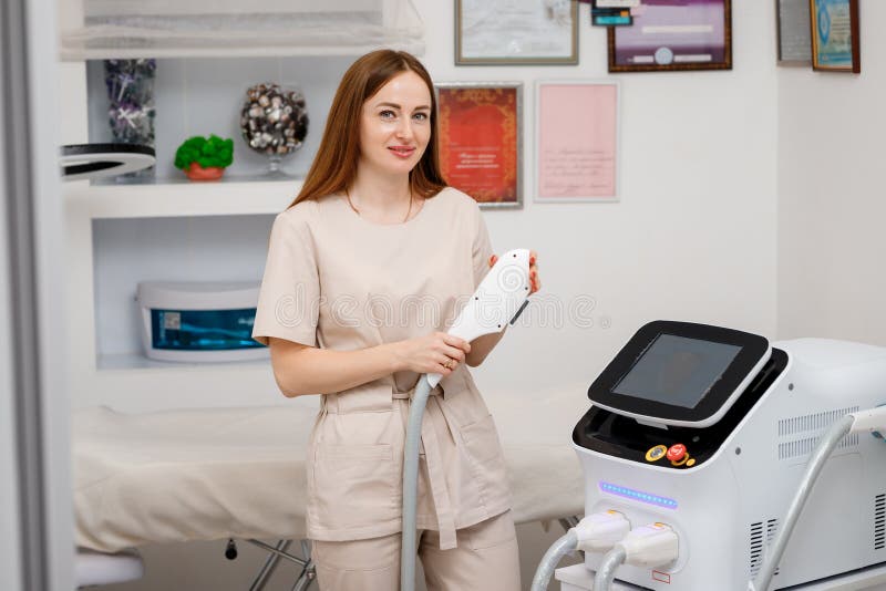 Beautician Holding Ultrasound Device For Face And Skin Lifting