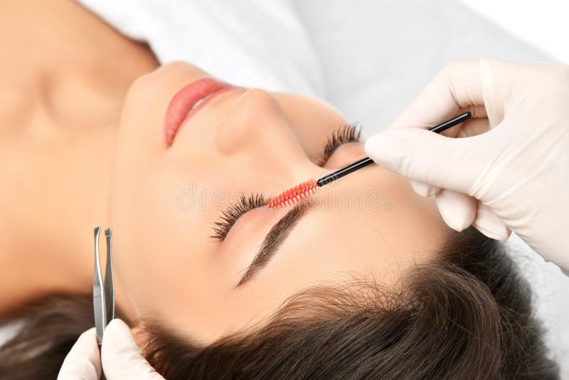 Beautician που κάνει τα μόνιμα φρύδια makeup Σύνθεση κινηματογραφήσεων σε πρώτο πλάνο του όμορφου προσώπου γυναικών με τα παχιά b στοκ εικόνες Beautician που κάνει τα μόνιμα φρύδια makeup Σύνθεση κινηματογραφήσεων σε πρώτο πλάνο του όμορφου προσώπου γυναικών με τα παχιά b στοκ εικόνες