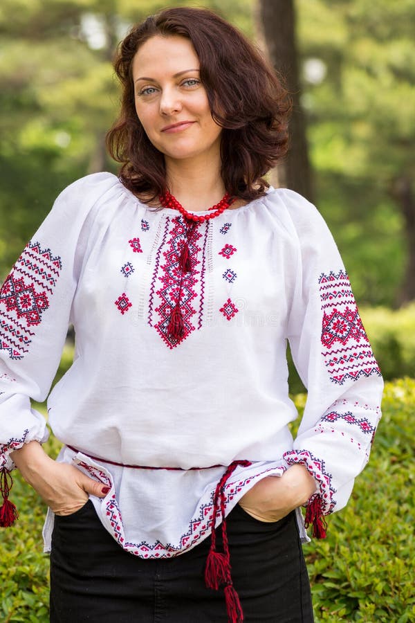 Ukranian Woman in Traditional Dress Stock Image - Image of happy, face ...