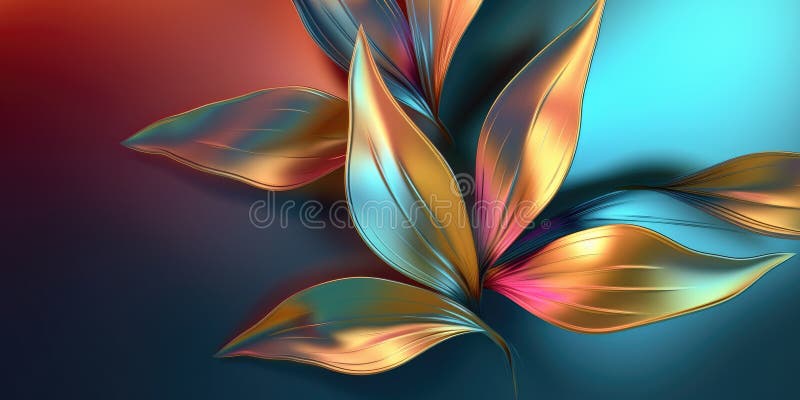 Beautiful abstract colorful glossy metallic floral design background. Generative AI AIG32 stock illustration