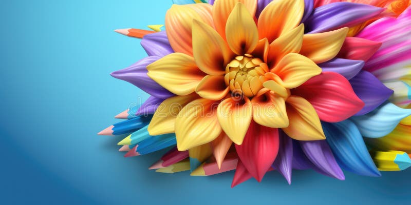 Beautiful abstract colorful pencil drawing floral design background. Generative AI AIG32 stock photography