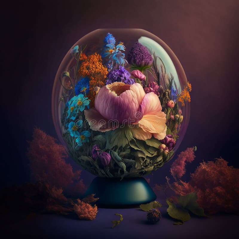 Beautiful Abstract Floral Design with Abstract Design Elements. Ai Generated. Stock Illustration