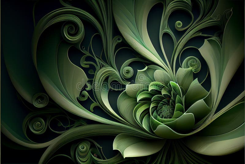 Beautiful Abstract Green Floral Design. Generative AI Stock