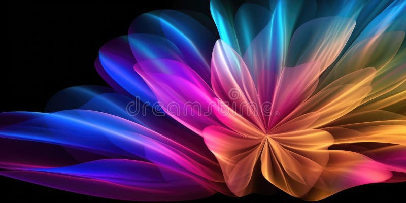 Beautiful abstract neon light glossy metallic floral design background. Generative AI AIG32 royalty free illustration