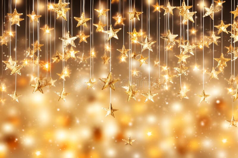 Beautiful abstract shiny light background with bokeh and gold stars 2