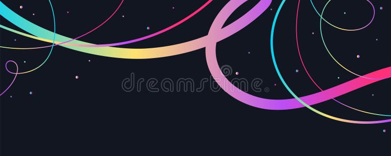Beautiful Abstract Wavy Lines and Scribble Sketches with Vibrant Colors on a Black Background. Playful geometric fluid royalty free illustration