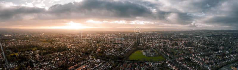 Beautiful Aerial Panorama of Chester at sunset in, Cheshire, UK Christmas Day. Shot on a drone flying above the old roman town of Chester during the cold winter stock images Beautiful Aerial Panorama of Chester at sunset in, Cheshire, UK Christmas Day. Shot on a drone flying above the old roman town of Chester during the cold winter stock images