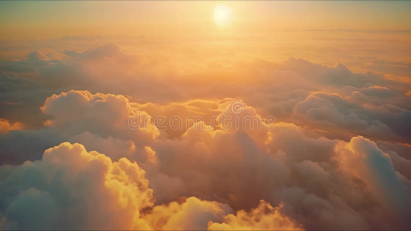 Beautiful aerial view above clouds at sunset, Beautiful cloudscape sunrise. AI-generated. vector illustration