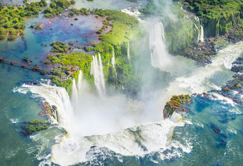 Beautiful Aerial View of Iguazu Falls, One of the Most Beautiful