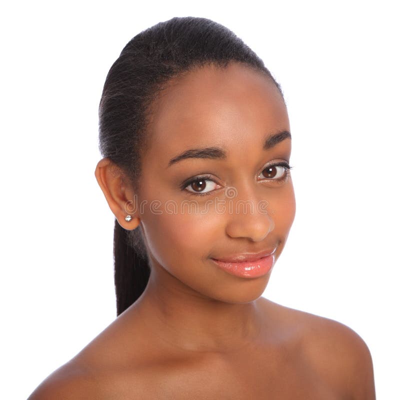 Beautiful african american woman smiling headshot