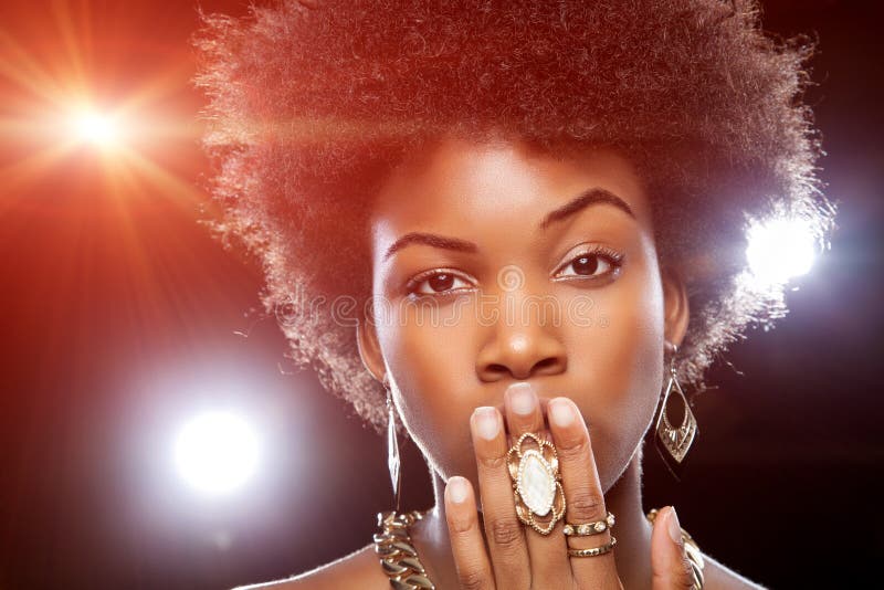 Beautiful African Woman With Afro Hairstyle Stock Image Image Of Brown Cool 45158373