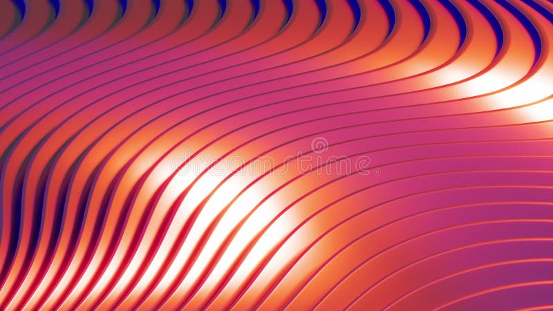 Beautiful animated wallpaper with abstract colorful wavy background lines in bright warm orange and blue colors