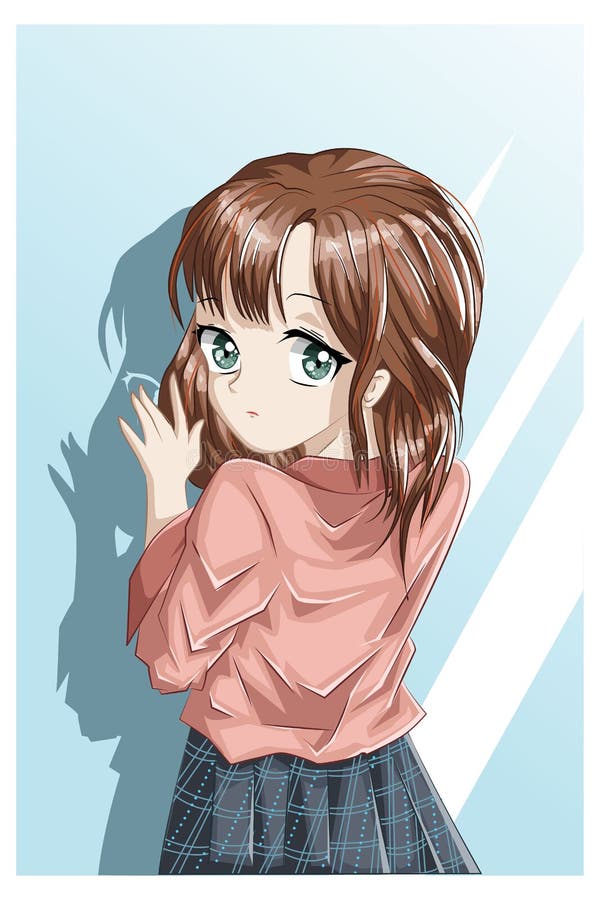 Winter Pretty Brown Hair Anime Girl Stock Illustration 2312201263