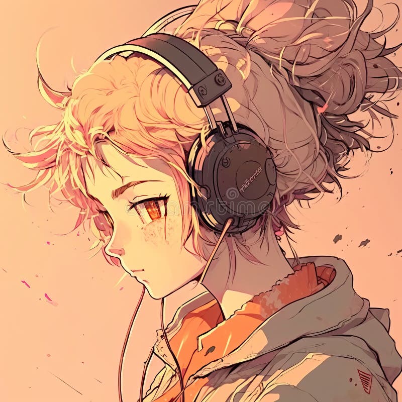 Happy Teenage Anime Girl Listening Music Stock Illustration 31279990   Shutterstock