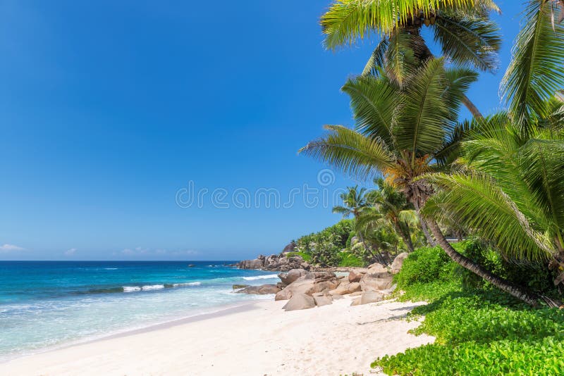 Beautiful Anse Lazio Beach At Praslin Island Seychelles Stock Photo
