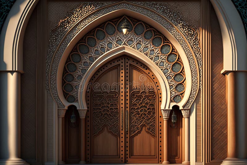 3d Illustration Gate Entrance Islamic Arabic Stock Illustration