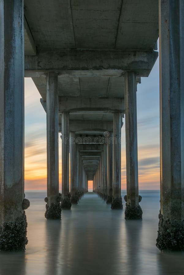 Sunset from under Scripps Pier in La Jolla California royalty free stock photos Sunset from under Scripps Pier in La Jolla California royalty free stock photos
