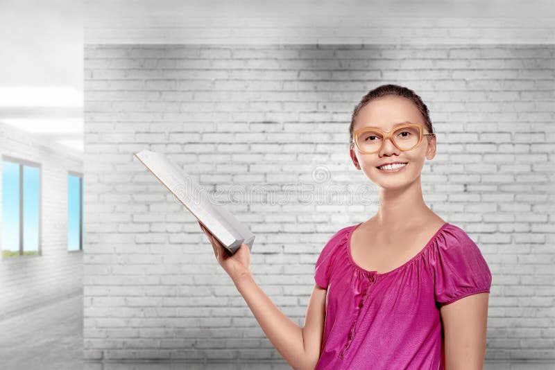 Beautiful asian female student preparing with open the book for royalty free stock image Beautiful asian female student preparing with open the book for royalty free stock image