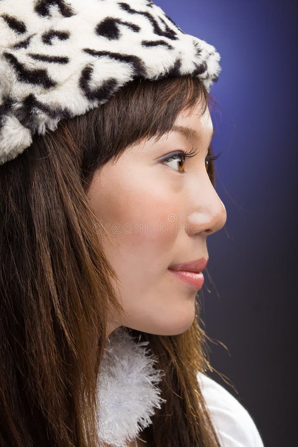 Beautiful asian girl looking right stock photography