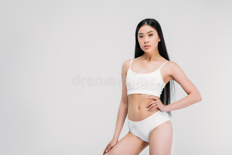 Beautiful Asian Girl Posing in White Panties and Bra Stock Image - Image of  wellness, lovely: 127753643