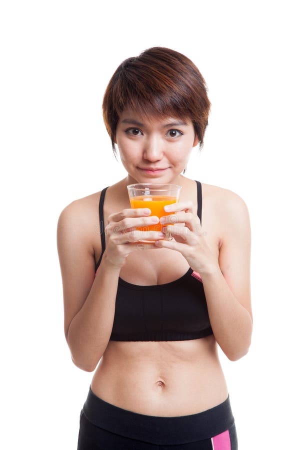 Beautiful Asian Healthy Girl Drinking Orange Juice Stock Image Image Of Orange Fruit 83190047 