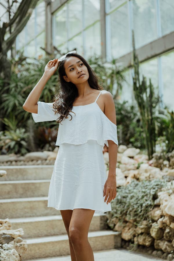 Beautiful Asian Woman in White Dress Stock Image - Image of young ...