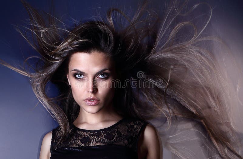 Beautiful Attractive Young Brazilian Fashion Model with Hair Blown by the  Air Studio Shot Stock Image - Image of body, face: 26274379