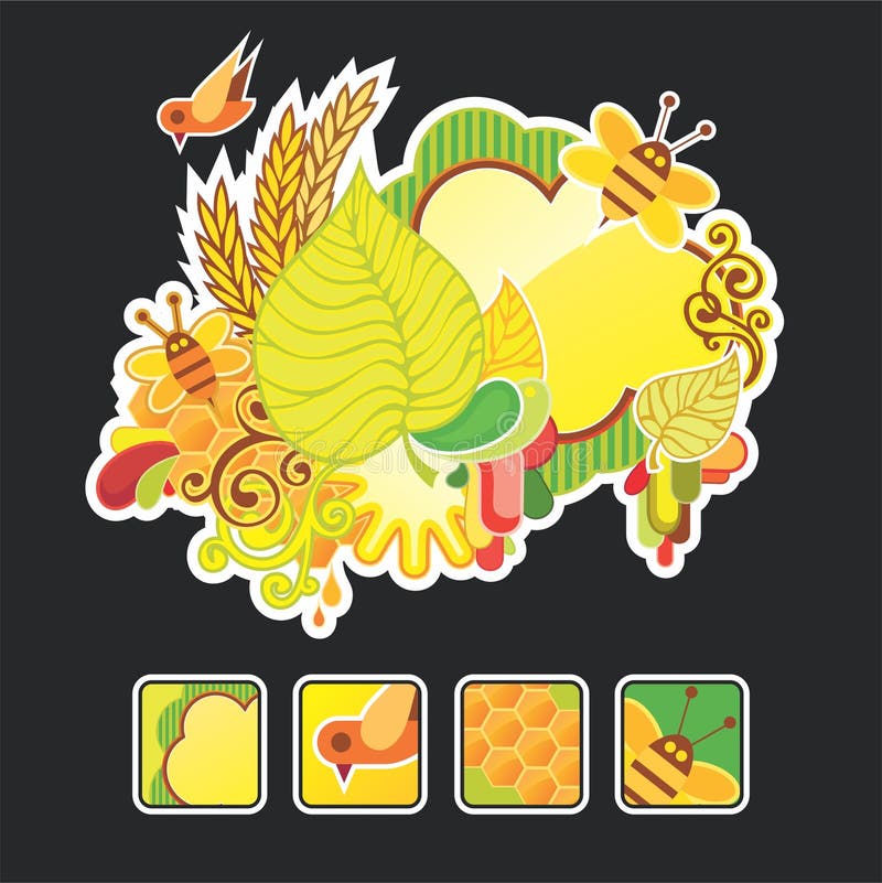 Beautiful autumn composition and icons stock illustration