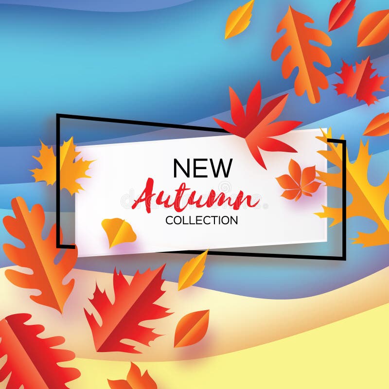Beautiful Autumn in paper cut style. Origami leaves. Hello Autumn. September. October. Rectangle frame for text. Origami vector illustration Beautiful Autumn in paper cut style. Origami leaves. Hello Autumn. September. October. Rectangle frame for text. Origami vector illustration