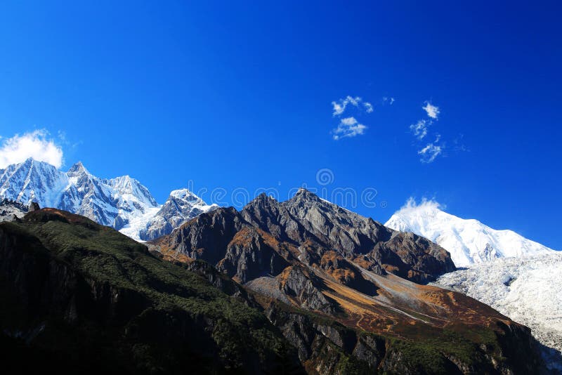 Beautiful autumn scenery in Hailuogou glaciers park