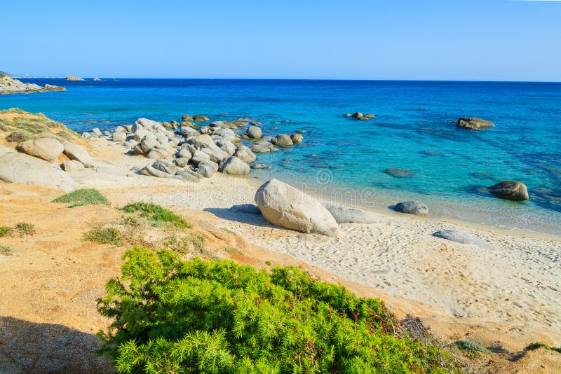 Beautiful Azure Sea Water of Porto Sa Ruxi Beach, Sardinia Island ...