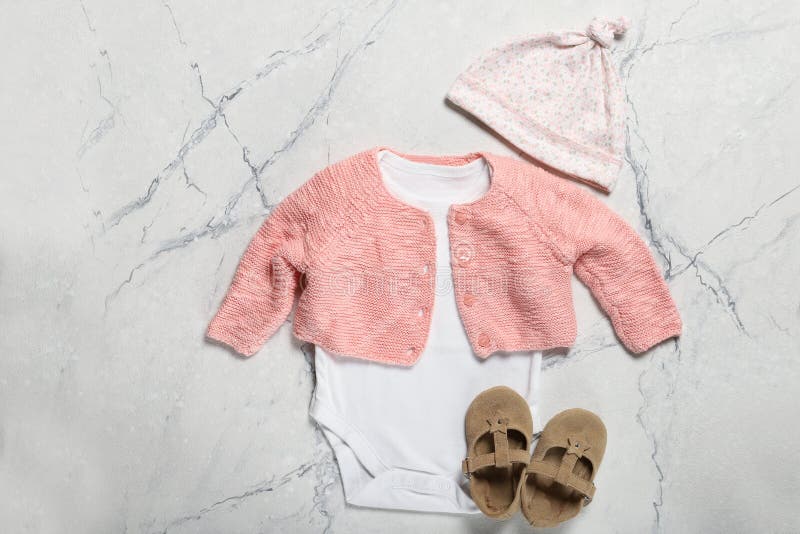 Beautiful Baby Clothes and Accessories Stock Photo Image of pacifier