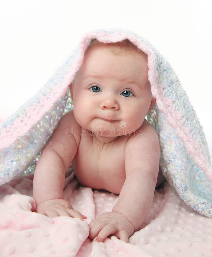 Beautiful Baby Under a Blanket Stock Image Image of eyes, beauty