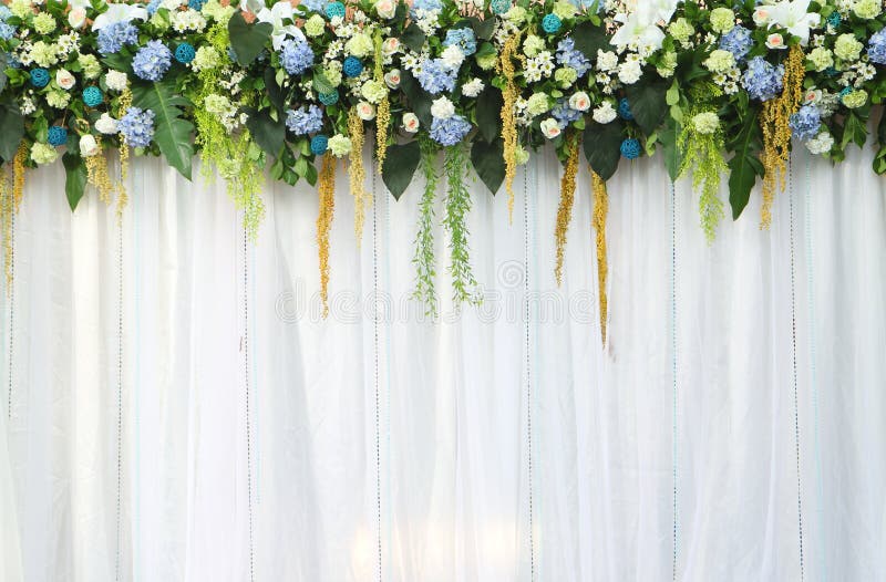 Beautiful Backdrop Flowers Arrangement for Wedding Ceremony Stock Image