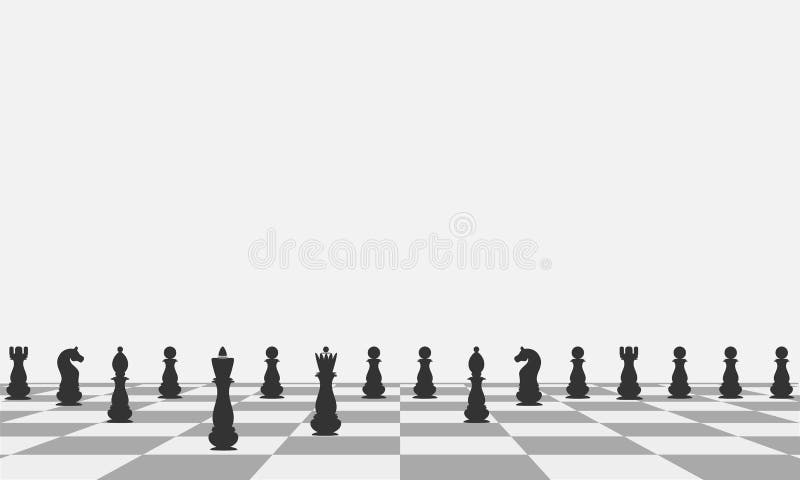 Beautiful background Black chess pieces on a chessboard. Vector illustration