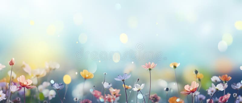 Colorful wild flowers meadow concept for summer greeting cards, banners, template. Colorful wild flowers meadow concept for summer greeting cards, banners, template