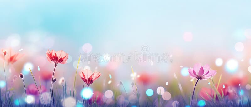 Colorful wild flowers meadow concept for summer greeting cards, banners, template. Colorful wild flowers meadow concept for summer greeting cards, banners, template