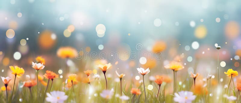 Colorful wild flowers meadow concept for summer greeting cards, banners, template. Colorful wild flowers meadow concept for summer greeting cards, banners, template