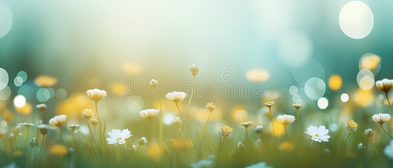 Colorful wild flowers meadow concept for summer greeting cards, banners, template. Colorful wild flowers meadow concept for summer greeting cards, banners, template