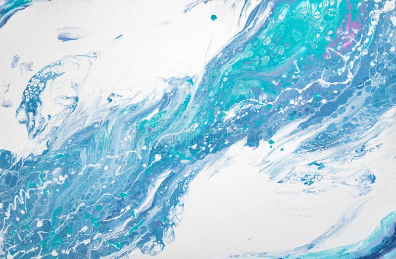 Beautiful Background of Liquid Acrylic in Blue, Green and White on