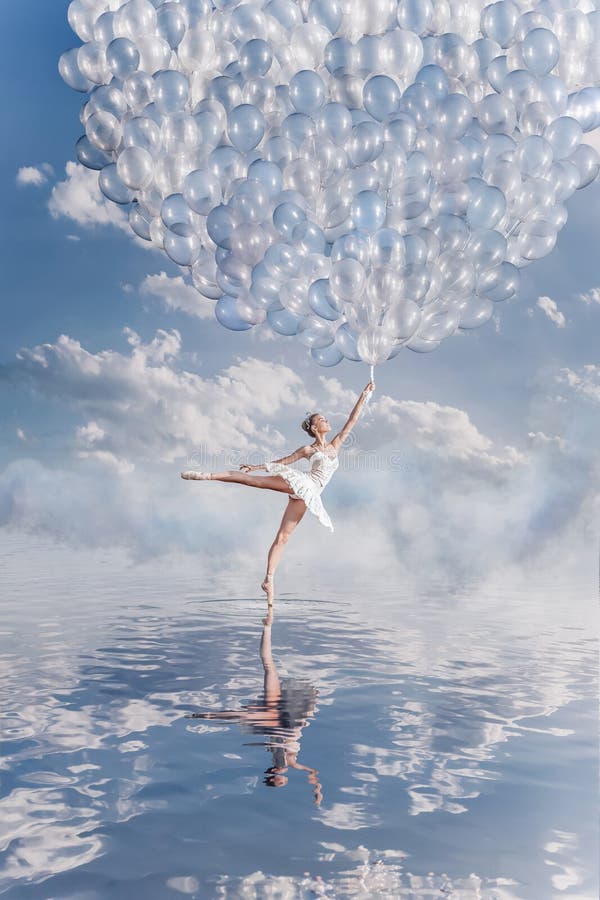 Beautiful ballerina in lake with balloons photoshoot portrait beauty portrait photoshoot