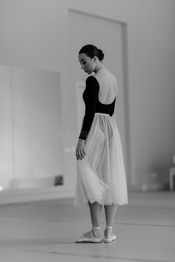 Beautiful ballerina training in the class royalty free stock images