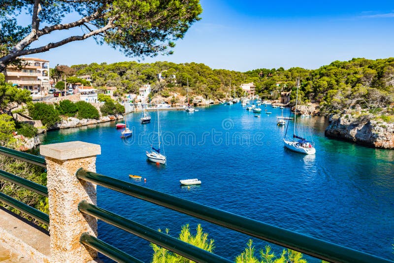 View of the idyllic fishing port bay with boats of Cala Figuera Santanyi, Mallorca Spain, Mediterranean Sea. View of the idyllic fishing port bay with boats of Cala Figuera Santanyi, Mallorca Spain, Mediterranean Sea.
