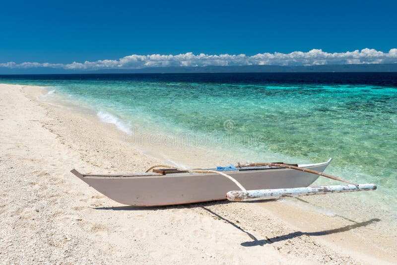 Beautiful Beach Against Seaview with Boat at Balicasag Island Stock ...