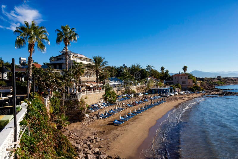 Beautiful beach in the center of Side, Turkey