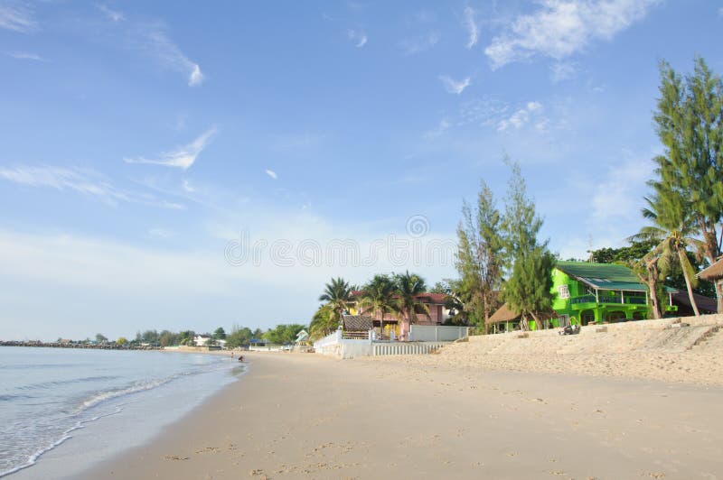 Beautiful beach and resorts in the morning