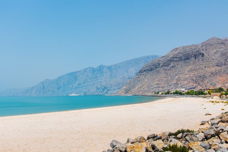 Beautiful beach by the road near Khasab in Oman