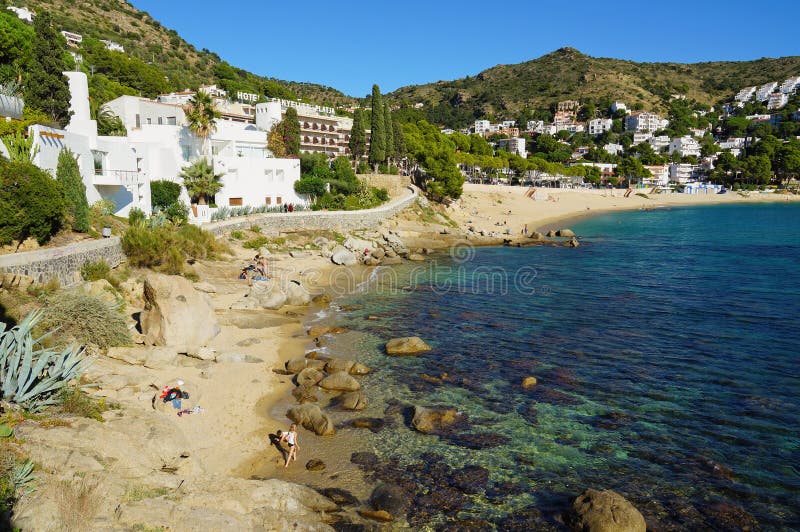 Beautiful beach with rocks and sand in Spain