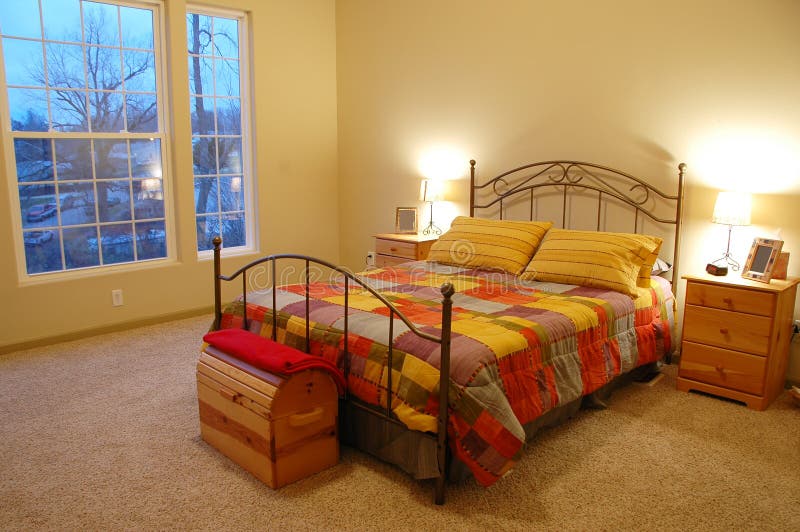 Beautiful bedroom stock image. Image of kingsize, pillows 3847035